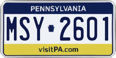 PA license plate MSY2601