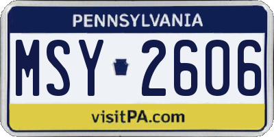 PA license plate MSY2606