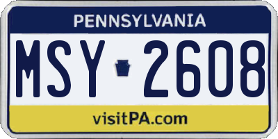 PA license plate MSY2608