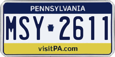 PA license plate MSY2611
