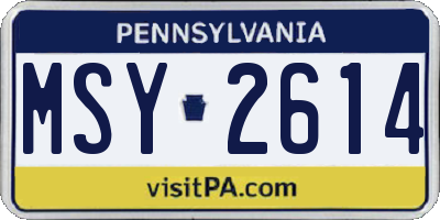 PA license plate MSY2614