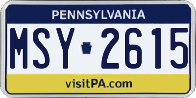 PA license plate MSY2615