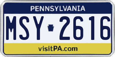 PA license plate MSY2616