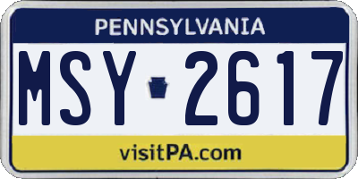 PA license plate MSY2617