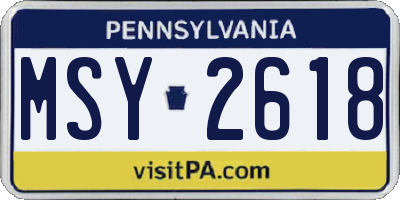 PA license plate MSY2618