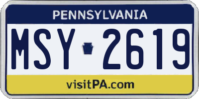 PA license plate MSY2619