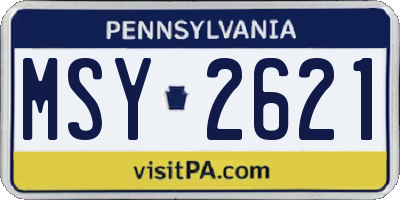 PA license plate MSY2621