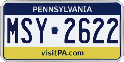 PA license plate MSY2622