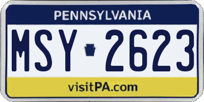 PA license plate MSY2623
