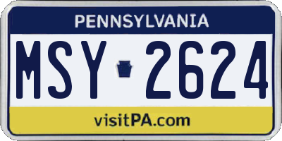 PA license plate MSY2624