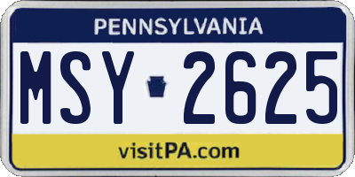 PA license plate MSY2625