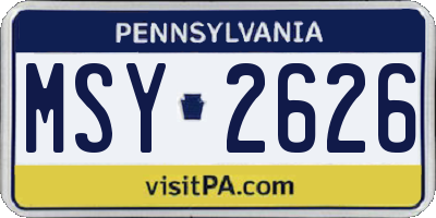 PA license plate MSY2626