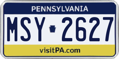PA license plate MSY2627