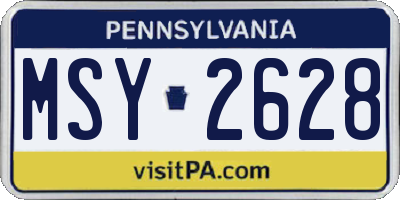PA license plate MSY2628