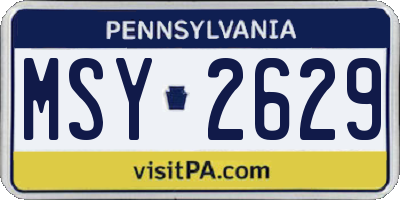 PA license plate MSY2629