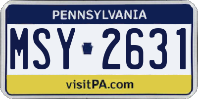 PA license plate MSY2631