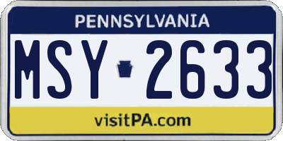 PA license plate MSY2633