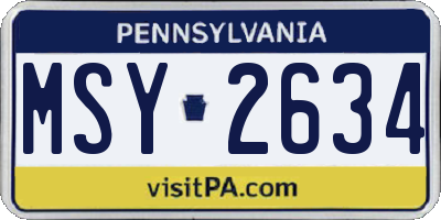 PA license plate MSY2634