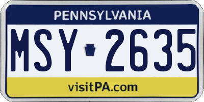PA license plate MSY2635