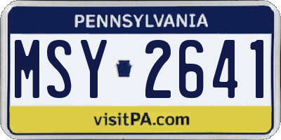PA license plate MSY2641