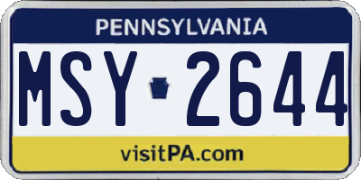 PA license plate MSY2644