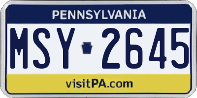 PA license plate MSY2645