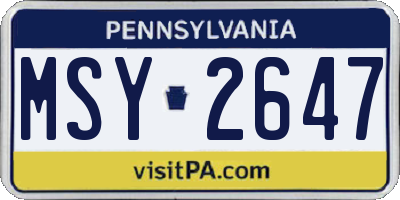 PA license plate MSY2647