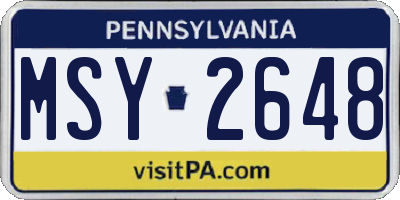 PA license plate MSY2648