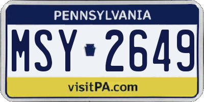 PA license plate MSY2649