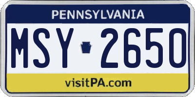 PA license plate MSY2650