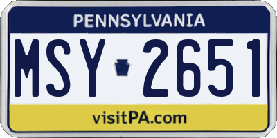 PA license plate MSY2651