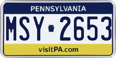 PA license plate MSY2653