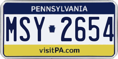 PA license plate MSY2654