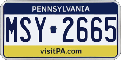 PA license plate MSY2665