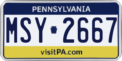 PA license plate MSY2667