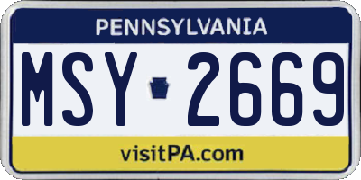 PA license plate MSY2669