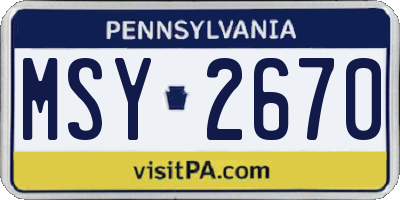 PA license plate MSY2670