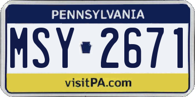 PA license plate MSY2671