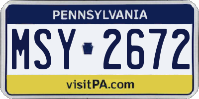 PA license plate MSY2672
