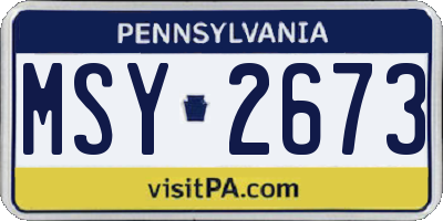PA license plate MSY2673