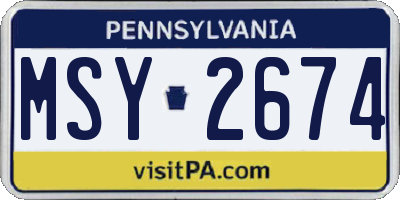 PA license plate MSY2674