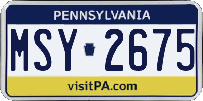 PA license plate MSY2675