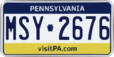 PA license plate MSY2676