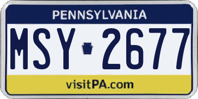 PA license plate MSY2677