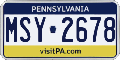 PA license plate MSY2678