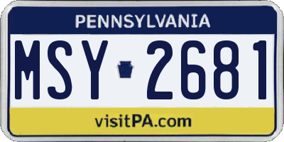 PA license plate MSY2681
