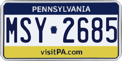 PA license plate MSY2685