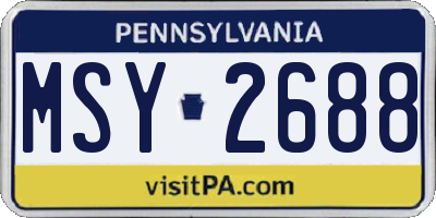 PA license plate MSY2688