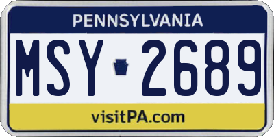 PA license plate MSY2689