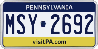 PA license plate MSY2692